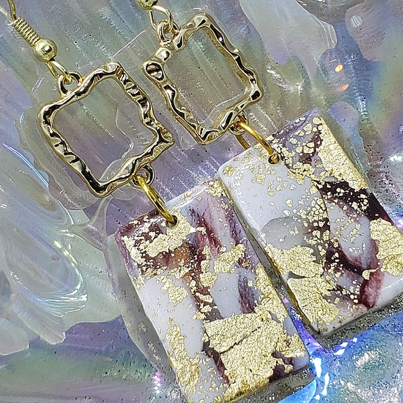 Rectangle dangle earrings - Picture 2 of 5